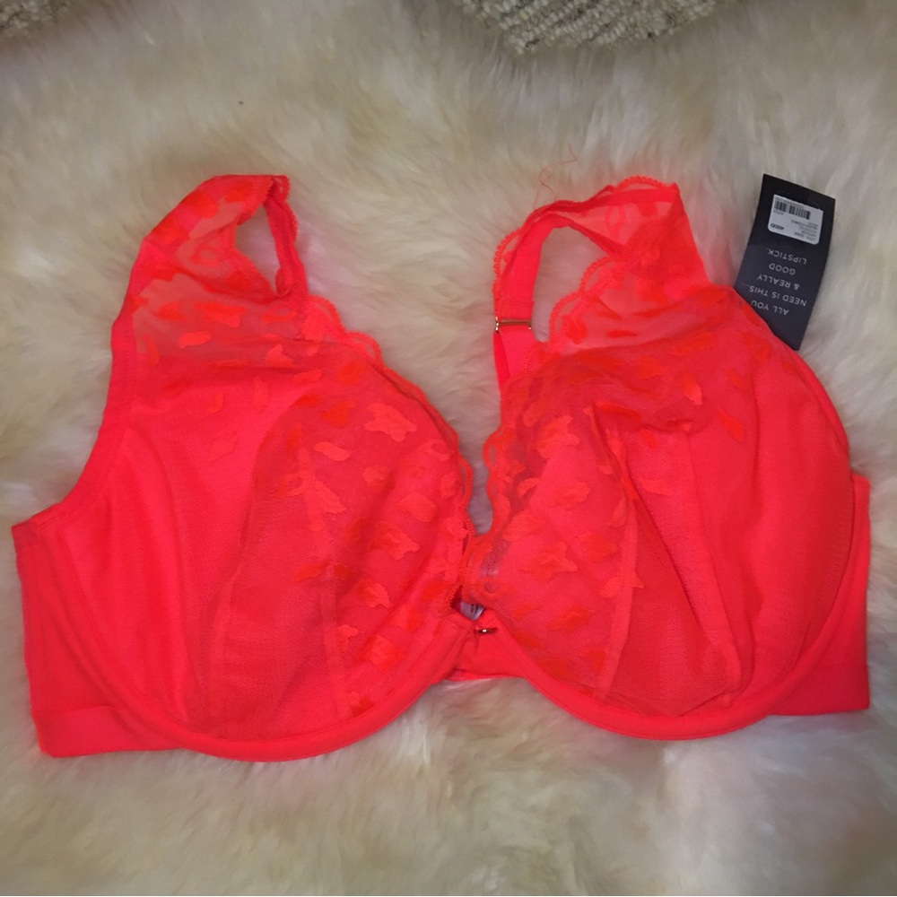 Lane Bryant Cacique Orange matching Bra and Panties (2) NWT